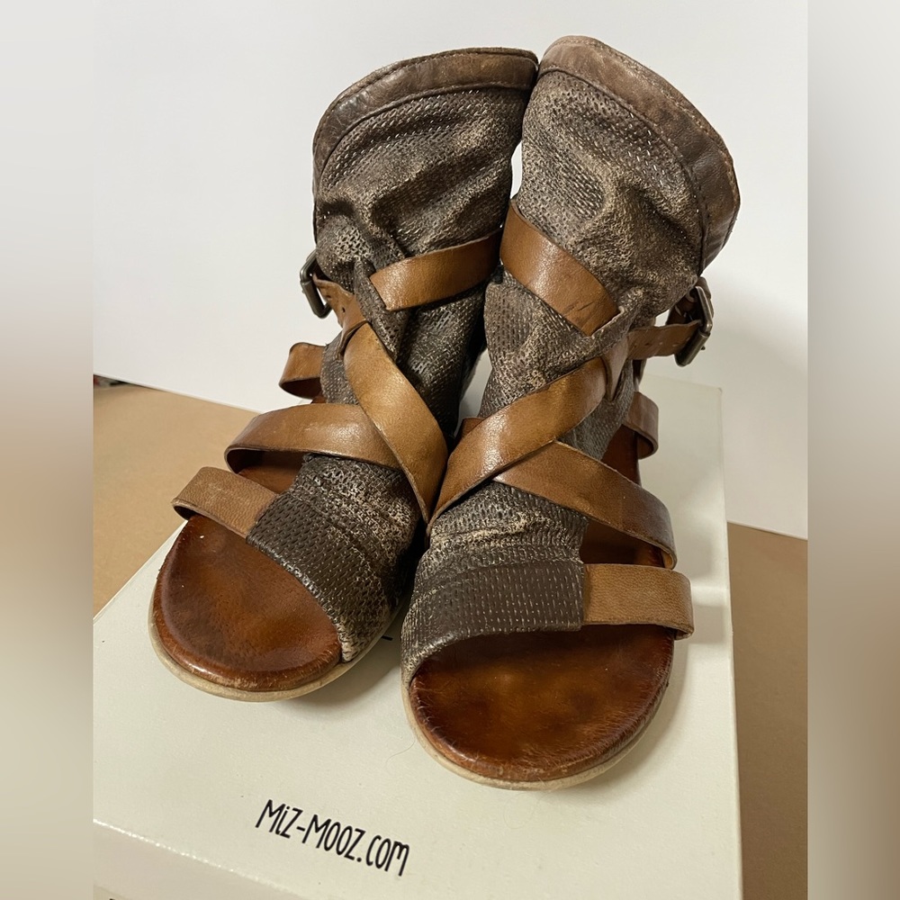 Miz Mooz Brown Distressed Sandals